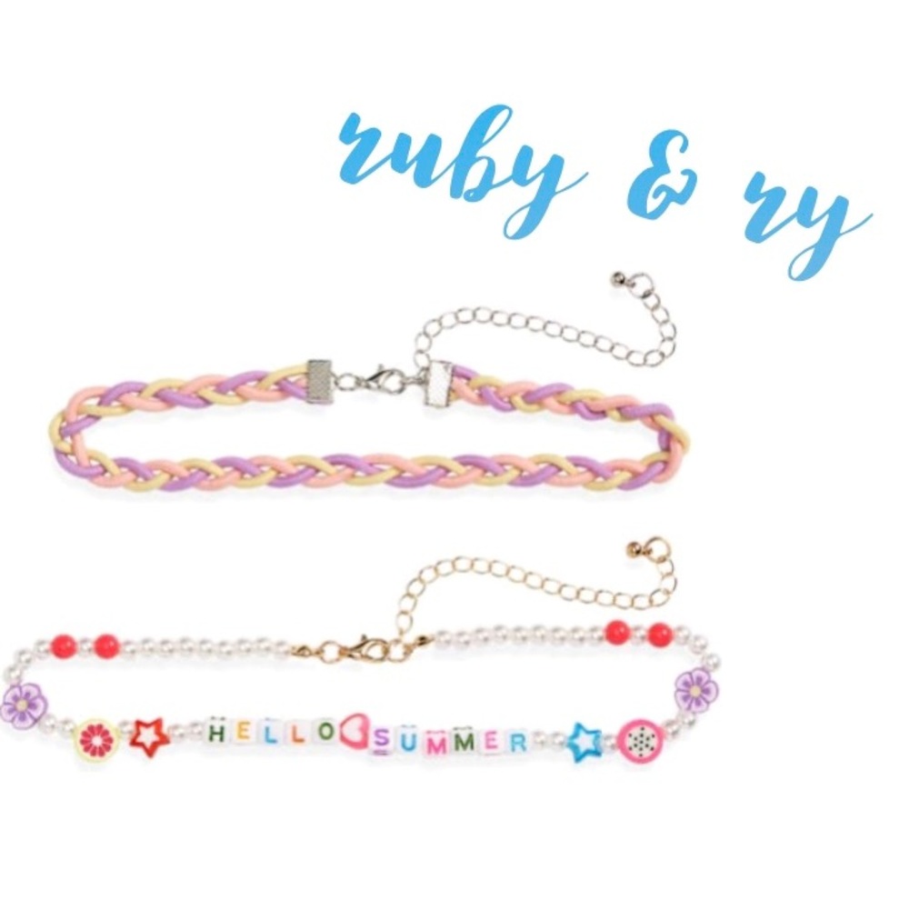 Ruby & Ry Kids' Hello Summer Set of Two Assorted Chokers ✨ stars sun colorful